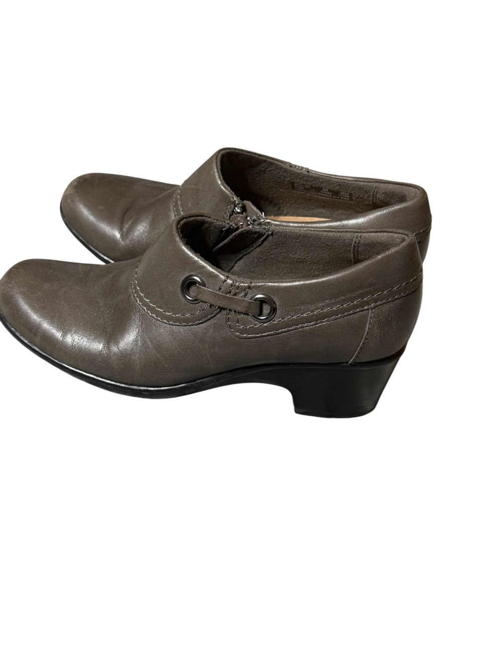 Clarks Genette Danby Gray Leather Booties Shooties Heel Women's Size 6M - Picture 4 of 8